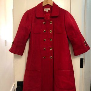 ANTHROPOLOGIE THIRD PIECE red wool coat womens 8